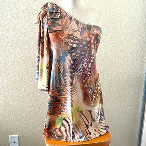 Short dress multiple color gold, brown shimmer fabric size XL good condition